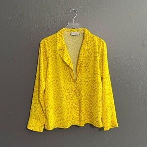 RESA Yellow Animal Print Silk Blouse
